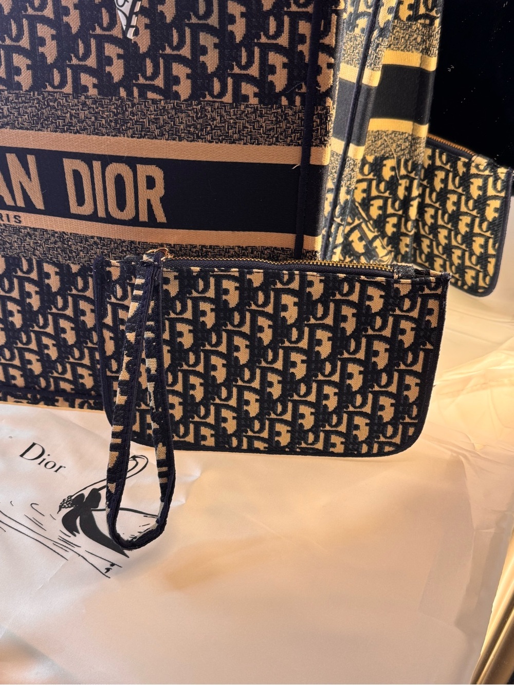 Navy & Beige Book Tote Bag - Picture 3 of 11